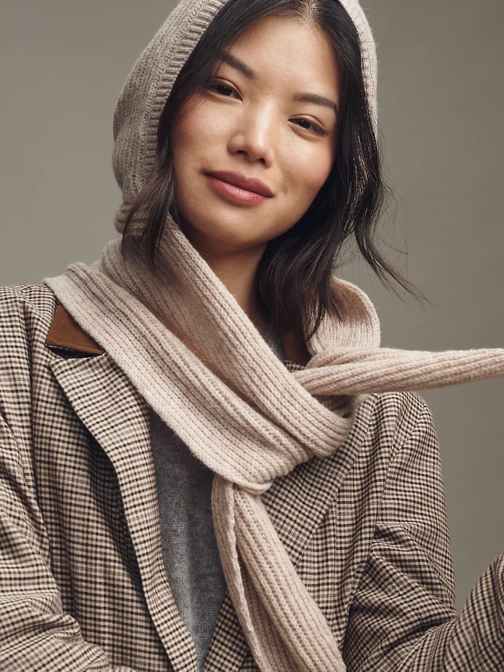 Damson Madder Tie-Front Wool Hood